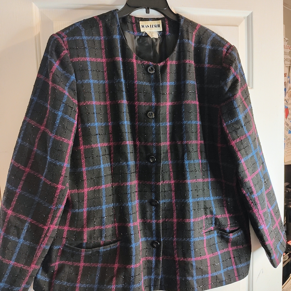 Plaid Women's Jacket - Black, Blue, Pink